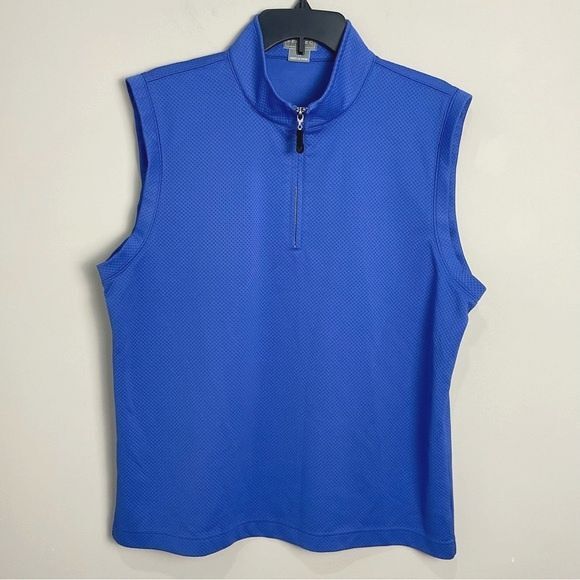 Fennec Fox Blue Golf Vest 1/4 Zip Sleeveless Pullover Men's Sz Med Quarter Zip - Picture 1 of 3